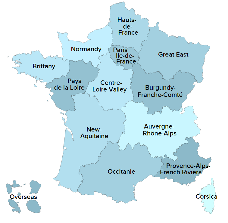 Region de france. Регионы Франции. Северный регион Франции. Центральный регион Франции. Регионы Франции на карте.